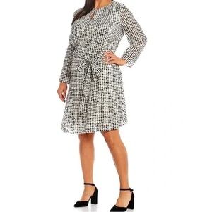Alex Marie Black and White Long Sleeve Dress